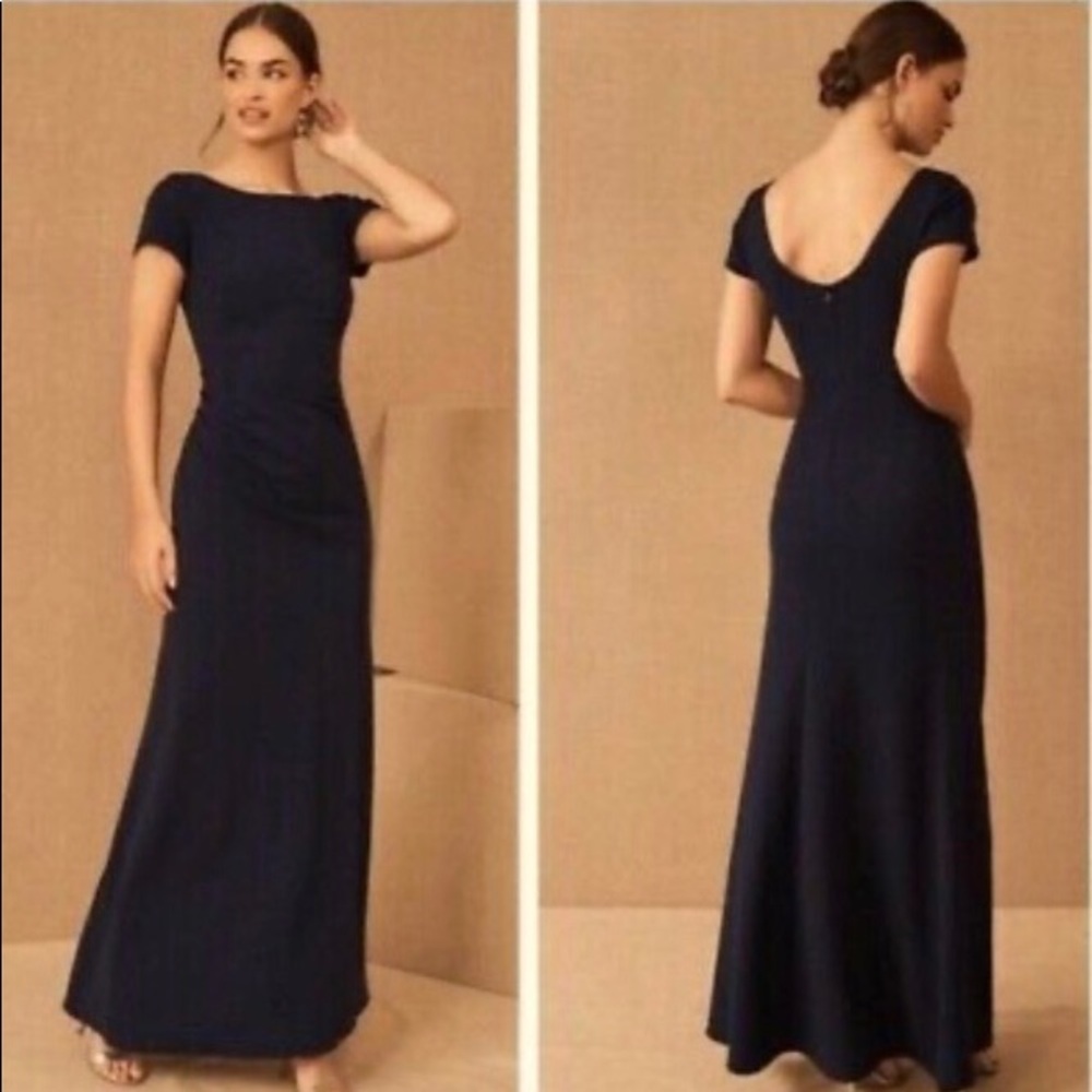 BHLDN Matisse Cap Sleeve Gown Maxi Dress Navy